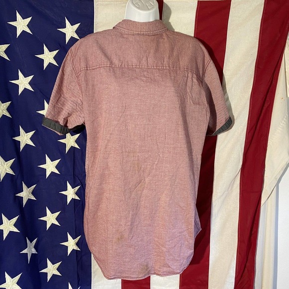 Marc Ecko Cut & Sew Men's L Short Sleeve Red/Pink Casual Button Down Dress Shirt - Picture 6 of 8